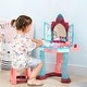 preview thumbnail 1 of 7, Qaba Self-Opening Mirror Design Kids Vanity Makeup Table Set with Chair and 31-Piece Collection, Imaginative Toy Pink