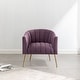 preview thumbnail 1 of 8, SEYNAR Modern Glam Velvet Accent Vanity Chair with Golden Metal Legs for Living Room Purple