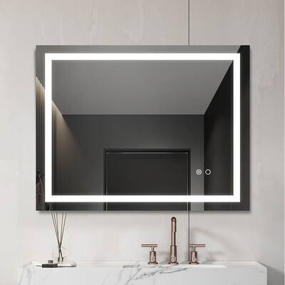 LED Lighted Bathroom Wall Mounted Mirror with Dimmer Function