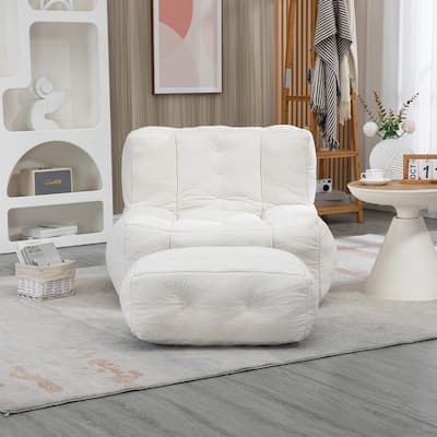 Fluffy Bean Bag Beanbag Chair with Memory Foam and Footrest
