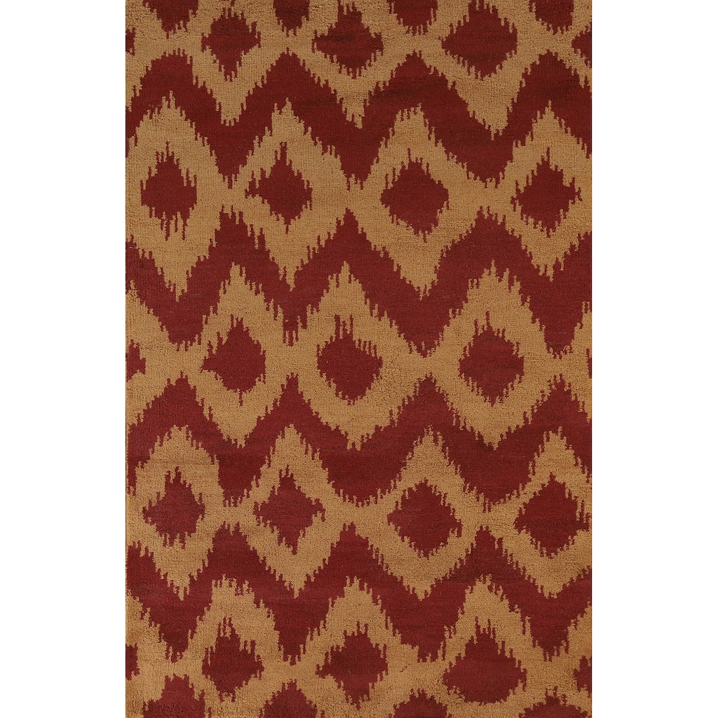 Hand Knotted Oriental 100% Wool Carpet Modern All-Over Yellow & Gold Gabbeh Area Rug - 7' 9'' X 5' 0''
