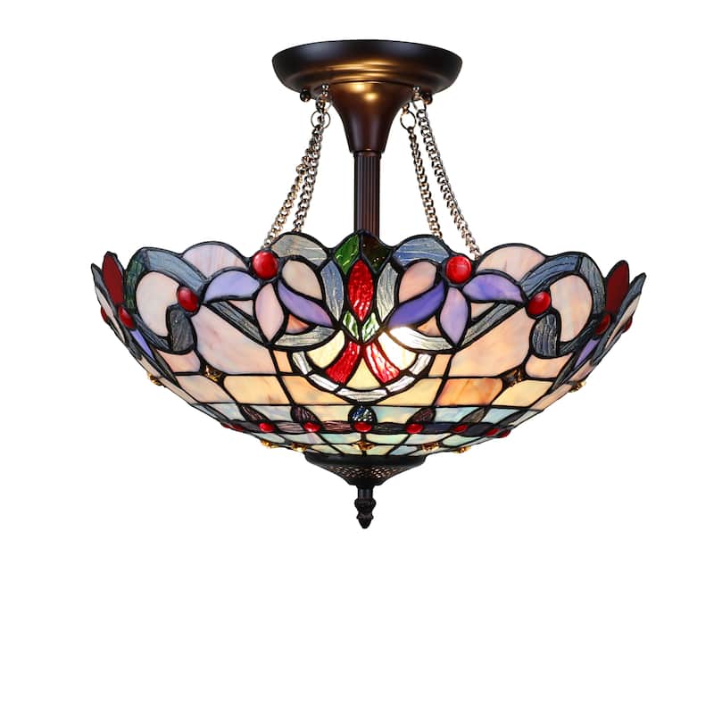 Victorian Design 2-light Dark Bronze Semi-Flush Mount Fixture