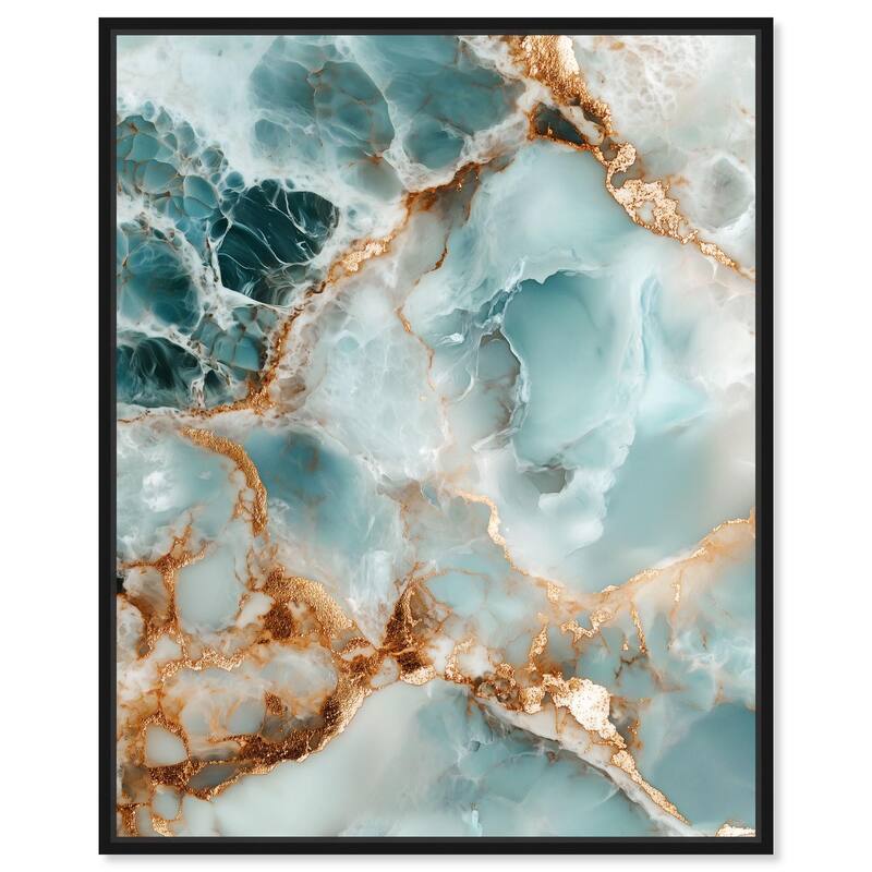 Teal Marble Majesty Canvas by Art Remedy - Black - 24" x 30"