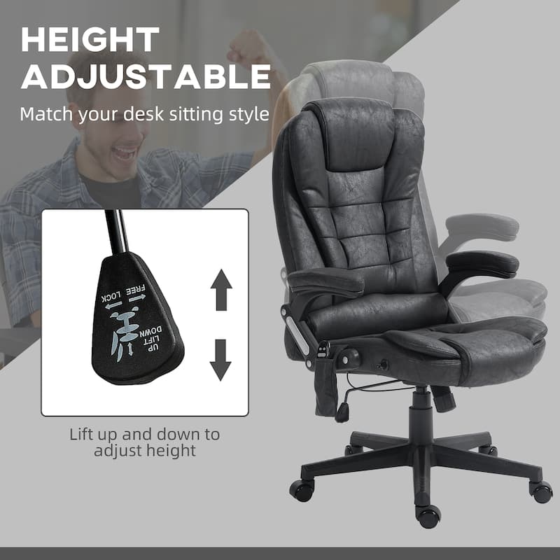 6 Point Vibrating Massage Office Chair With Lumbar Heat Black
