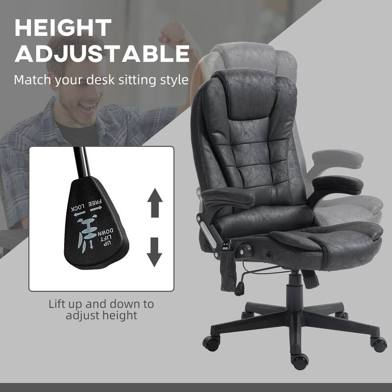 Ergonomic Heated Massage Office Chair Reclining High Back Executive Seat with 6 Point Vibration and Adjustable Height