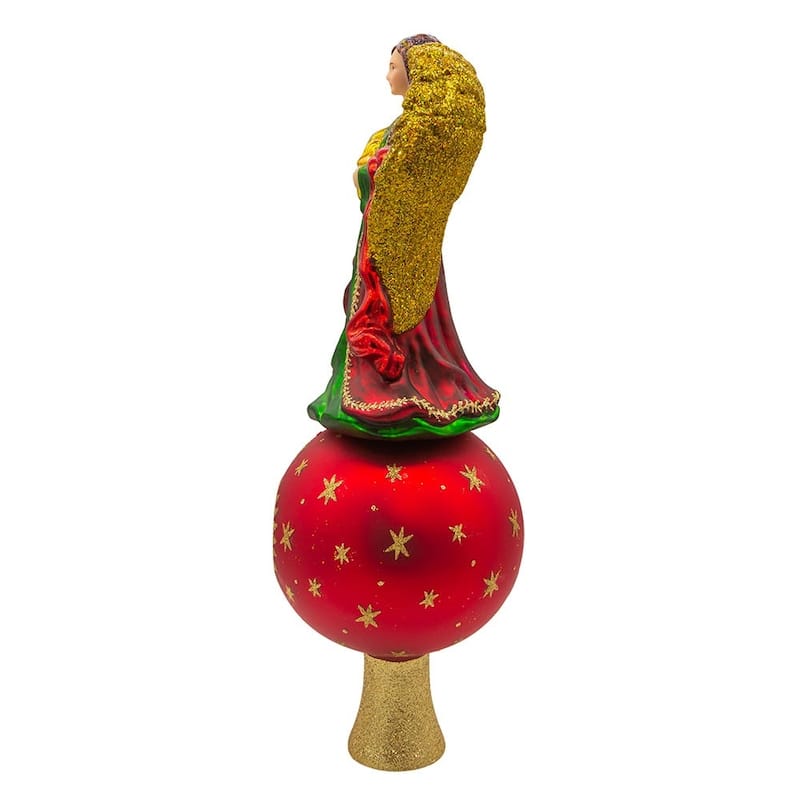Kurt Adler 15.75-Inch Finial Angel Treetop With Reflector - Red