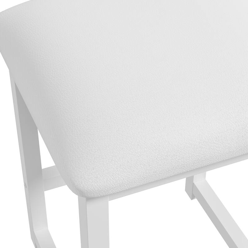 VECELO 5-Piece Dining Table Set with Black PU Leather Stools Space-Saving Rectangle Dining Set for Small Spaces Apartments