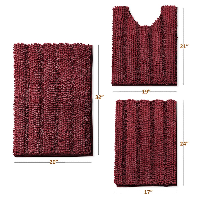 Clara Clark Chenille Extra Soft and Absorbent Bath Mat - Non Slip Fast Drying Bath Rug Set