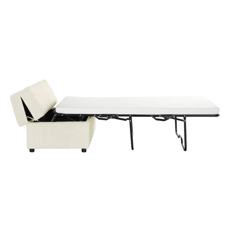 Roomfitters Twin Folding Ottoman Sleeper Bed with Mattress Convertible Guest Bed