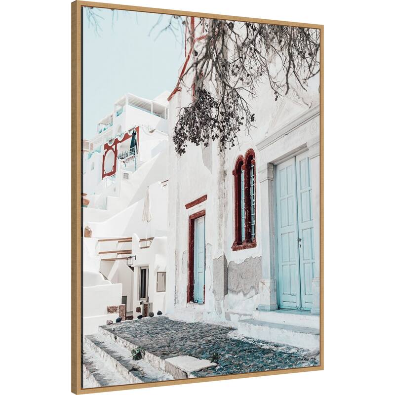 Santorini Charm 3 by Bella Eve Framed Canvas Wall Art Print - Sylvie Natural