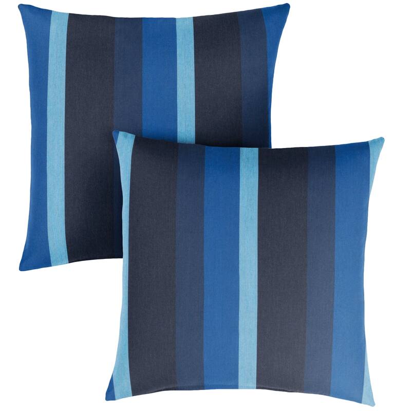 Sunbrella Indigo Blue Stripe Indoor/ Outdoor Square Pillow, Set of 2