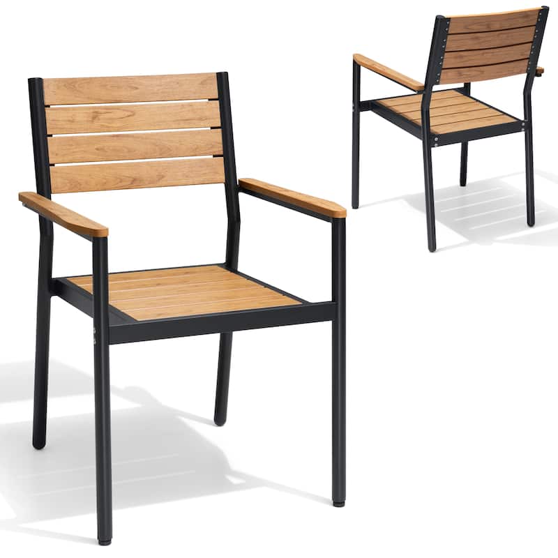 VredHom Outdoor Aluminum Stackable Dining Chairs with Armrest