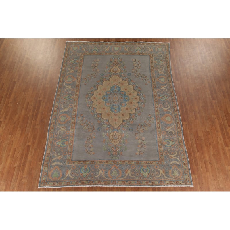 Over-Dyed Tabriz Persian Vintage Rug Hand-Knotted Wool Carpet - 8'3"x 11'5"