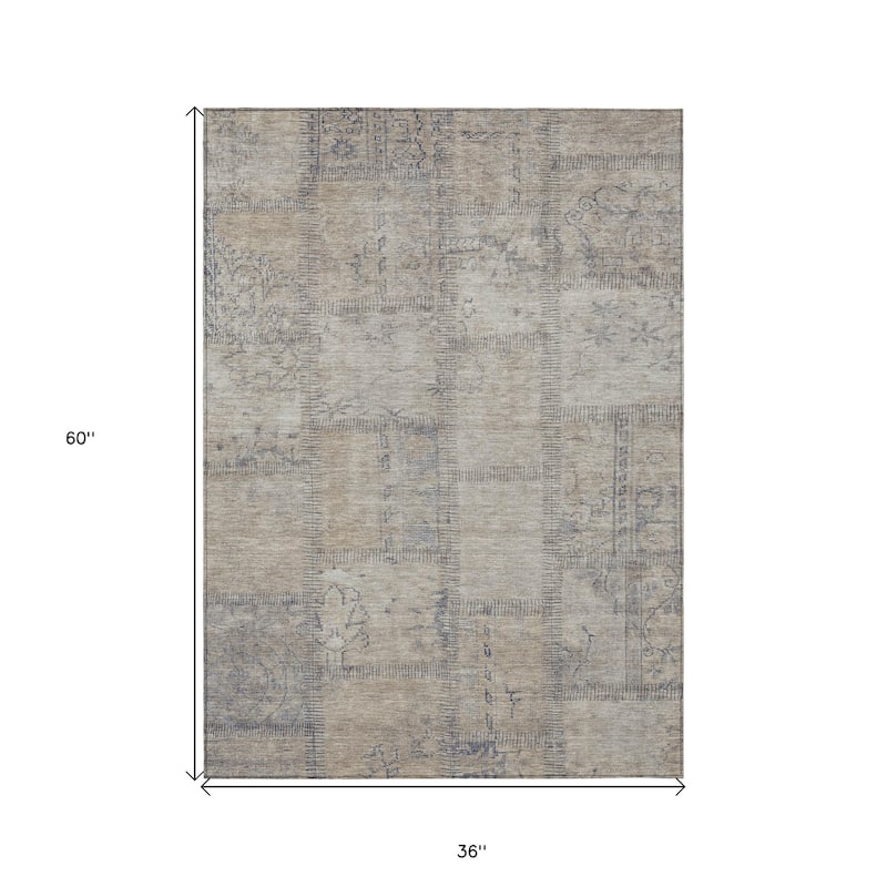 HomeRoots Patchwork Transitional Rectangle Outdoor Rug