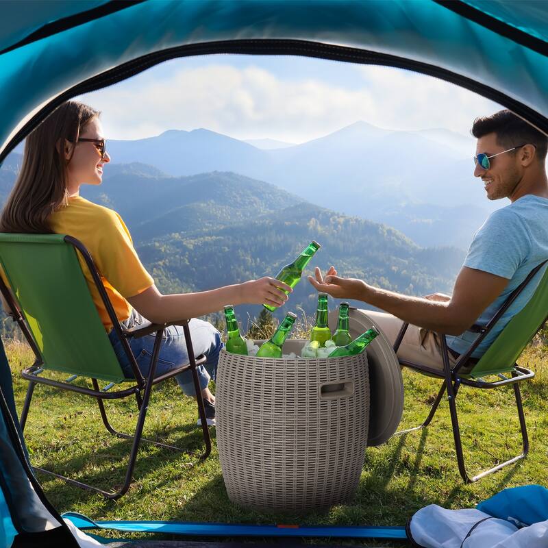 9.5 Gallon Cooler Side Table Portable Ice Chest With Lid - 15.74"Dia x 7.52"H