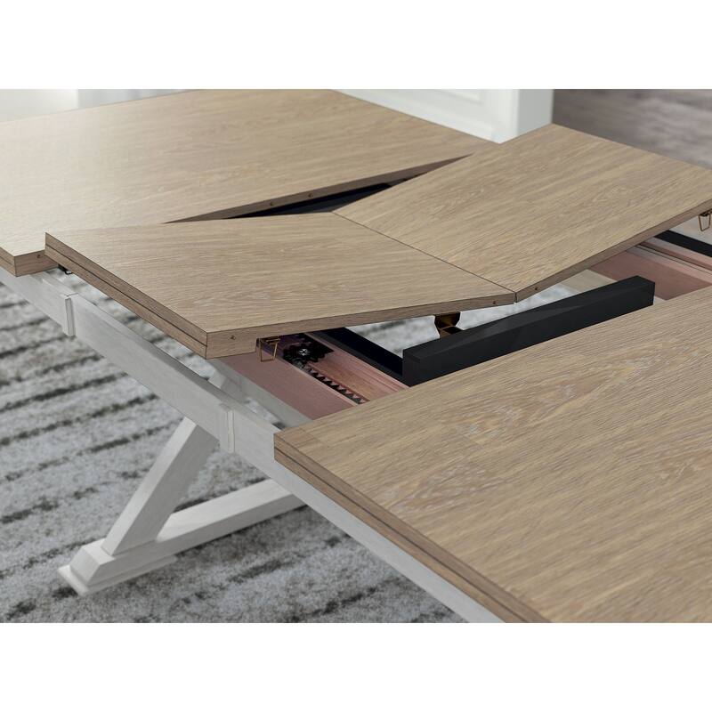 Signature Design by Ashley Westlinport White/Brown Dining Butterfly Extension Table - 40" W x 78" D x 30" H