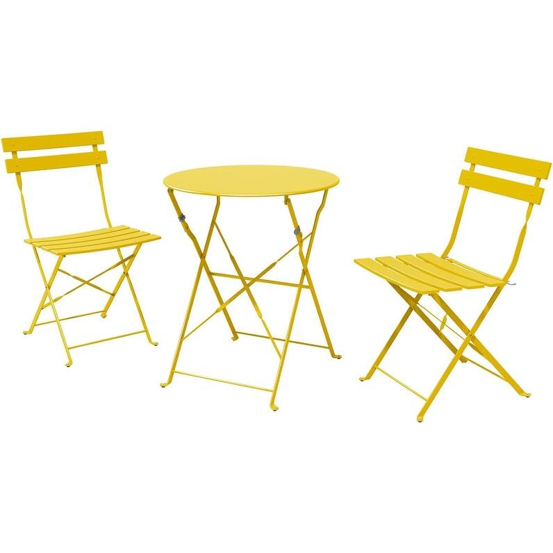 3 Piece Foldable Patio Set, Bistro Set, Outdoor Table and Chairs