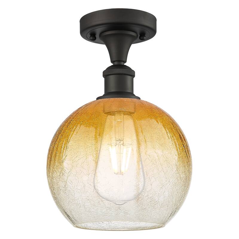 Innovations Lighting 516-1C-11-8 Brookhaven Globe Semi-Flush - Oil Rubbed Bronze / Amber