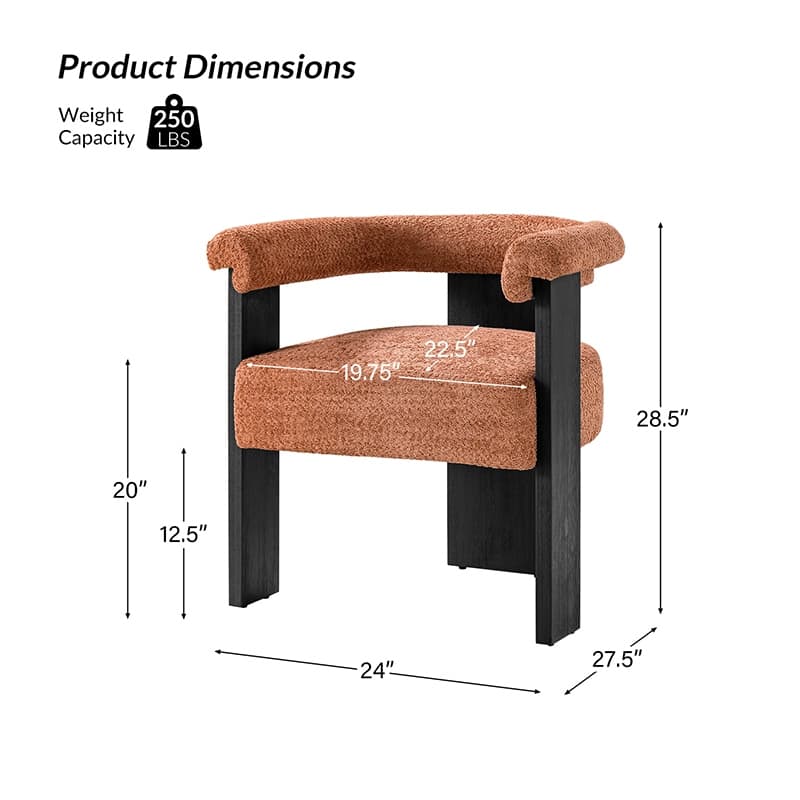 Georg Modern Boucle Dining Chair with Solid Wood Legs by HULALA HOME