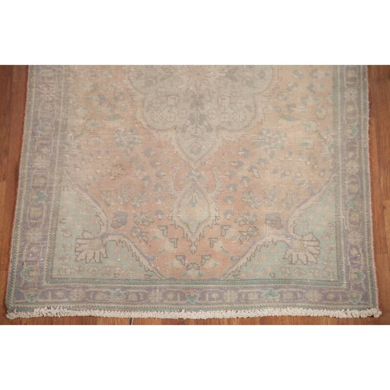 Hand Knotted Oriental 100% Wool Carpet Traditional Floral Pink Tabriz Area Rug - 4' 7'' X 3' 1''