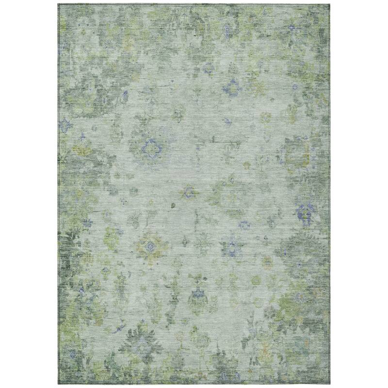 Machine Washable Indoor/ Outdoor Vintage Traditional Chantille Rug
