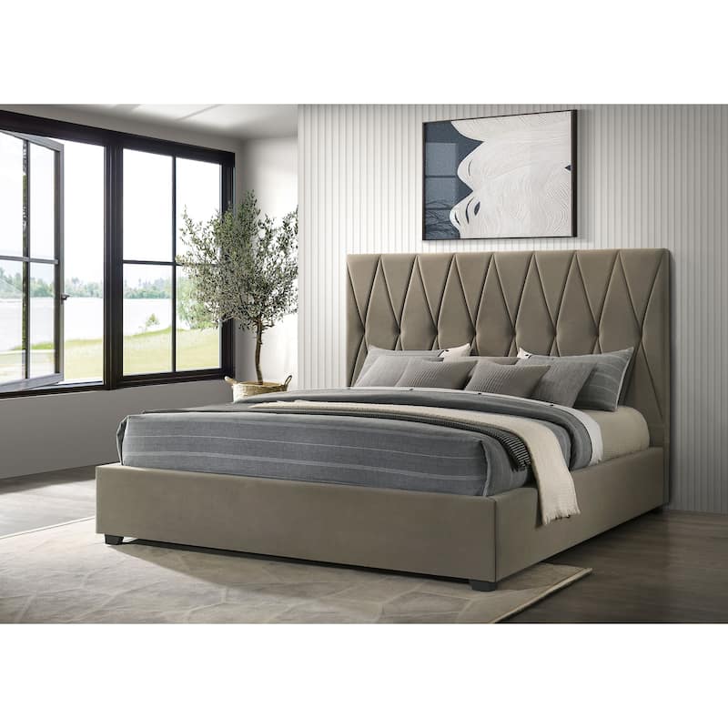 Delsea Upholstered Panel Platform Bed Light Brown