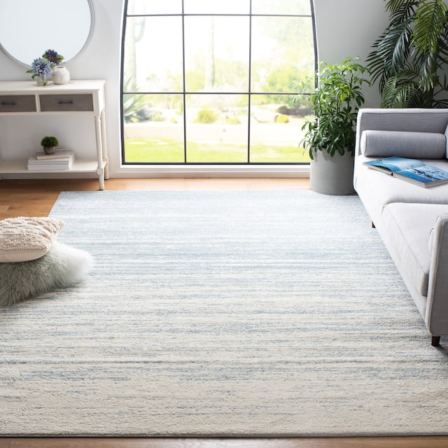 SAFAVIEH Adirondack Vera Modern Ombre Distressed Stripe Area Rug - 9' x 12' - Slate/Cream