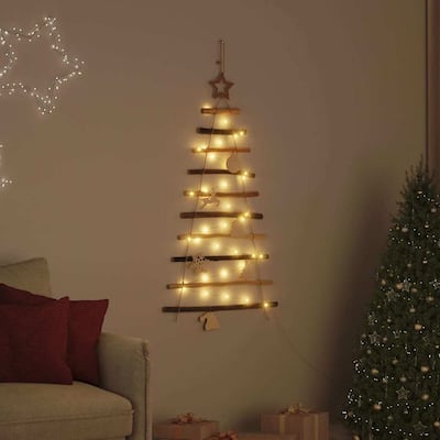 vidaXL Christmas Tree with LEDs Natural Solid Ash wood