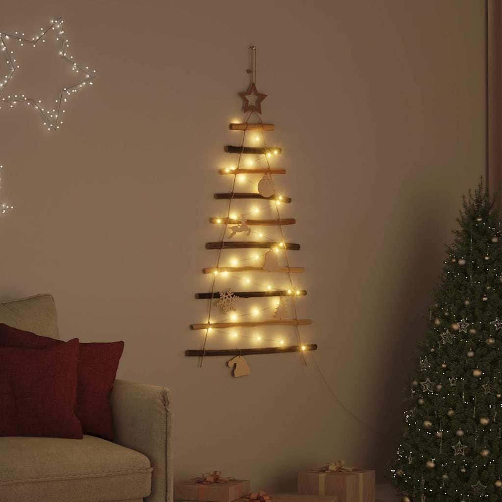 vidaXL Christmas Tree with LEDs Natural Solid Ash wood