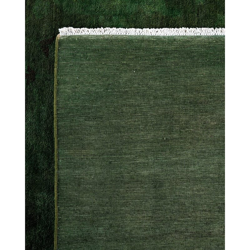 Overdyed, One-of-a-Kind Hand-Knotted Area Rug - Green - 11' 10" x 18' 0"