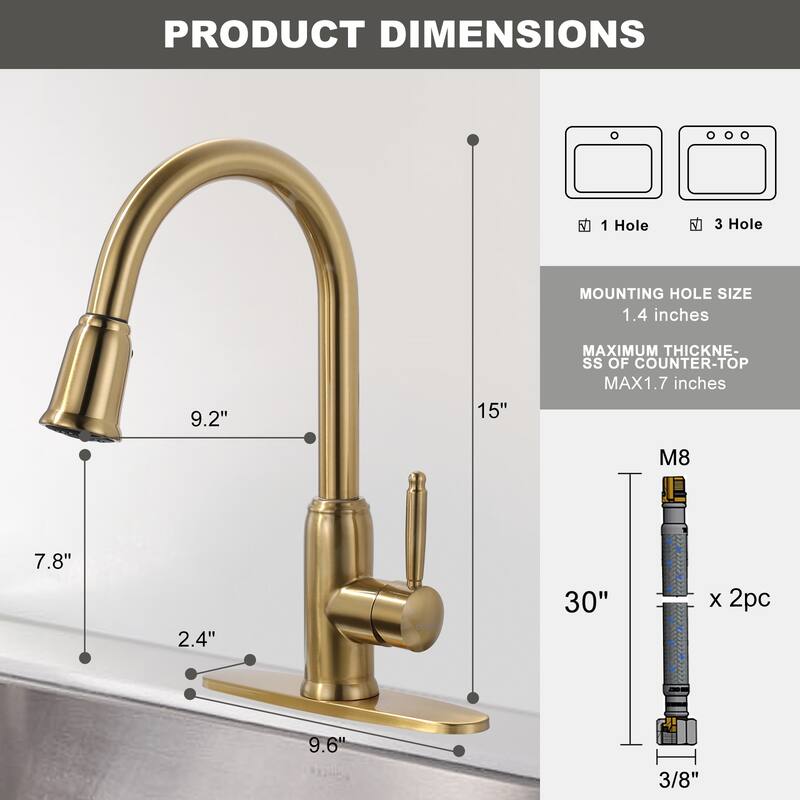 WOWOW Pull Down Sprayer Kitchen Faucet