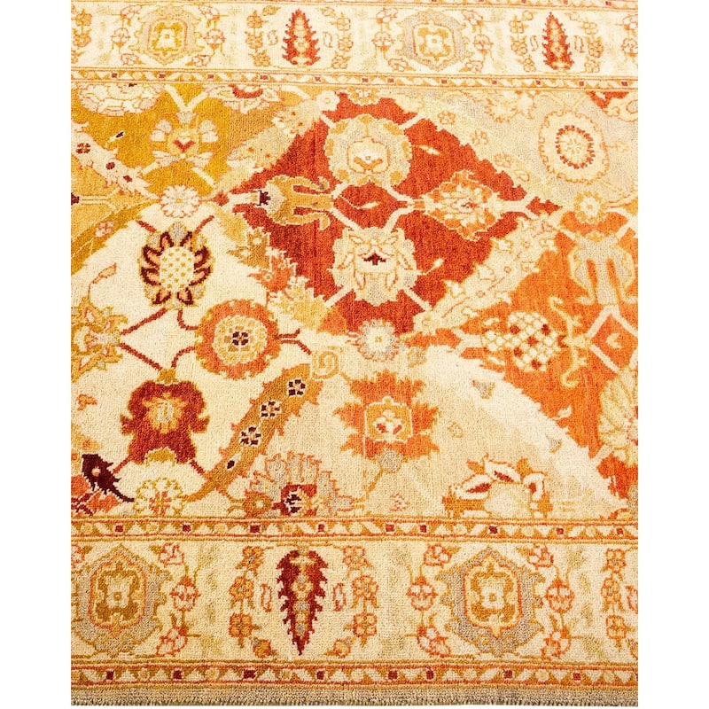 Overton Hand Knotted Wool Vintage Inspired Traditional Ottoman Yellow Area Rug - 3' 2" x 5' 4"