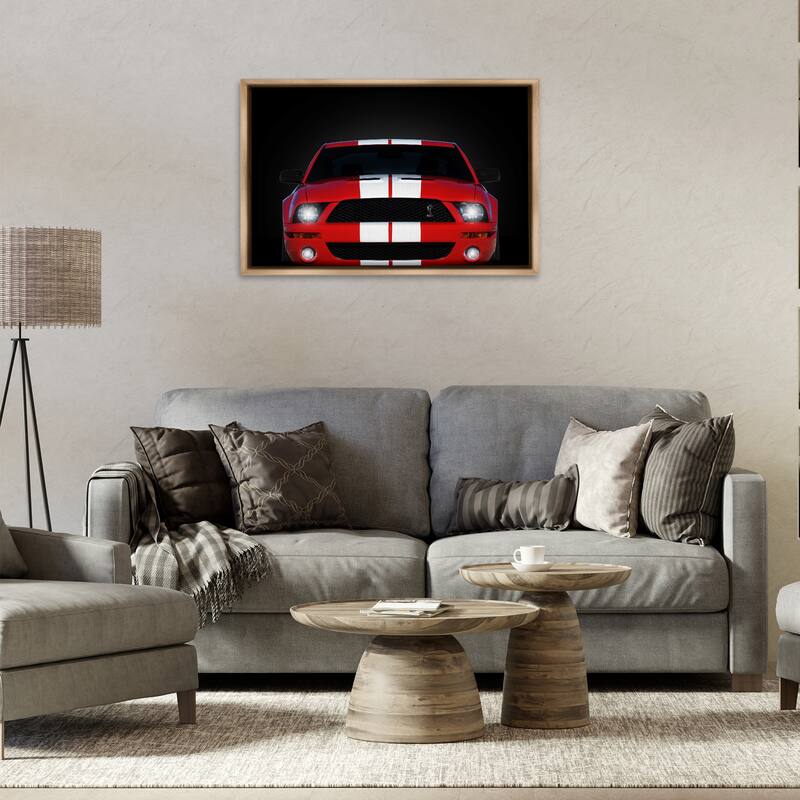 Stupell Iconic Red Sports Car Framed Floater Canvas Wall Art Design By Mark Rogan