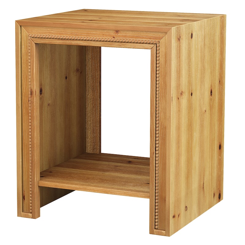 Solid Wood End Table, 2-Tier Side Table with Storage Shelves, Nightstand for Living Room, Bedroom