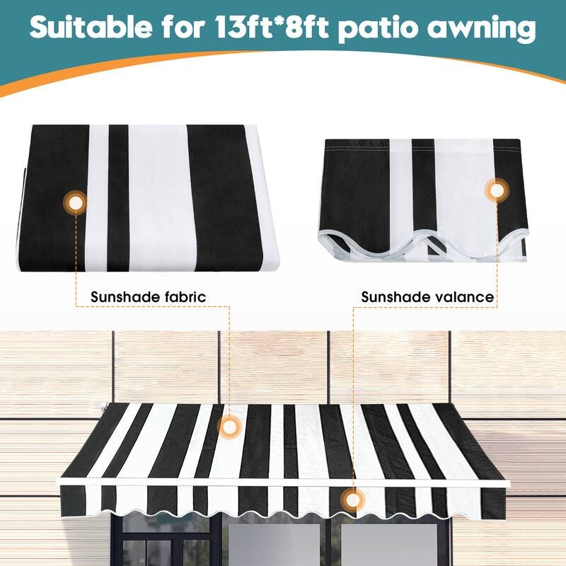 Patio Awning 13x8 Feet Fabric Replacement Sunshade Canopy
