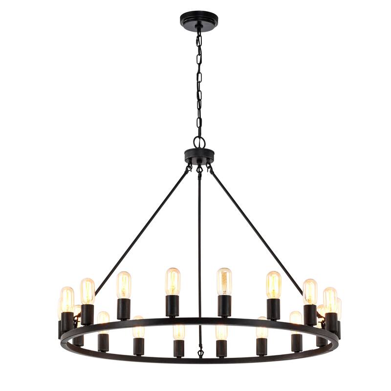 Eva 18-light Antique Black Metal Round Chandelier