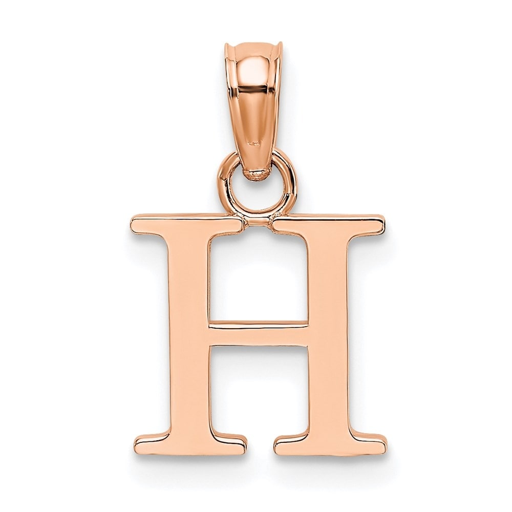 14k Rose Gold Polished H Block Initial Pendant 14k Rose Gold Polished H Block Initial Pendant