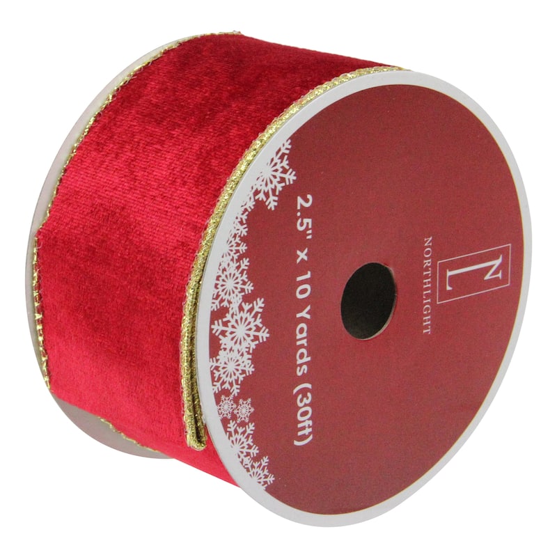 Pack of 12 Solid Bright Red Wired Christmas Craft Ribbon Spools - 2.5" x 120 Yards