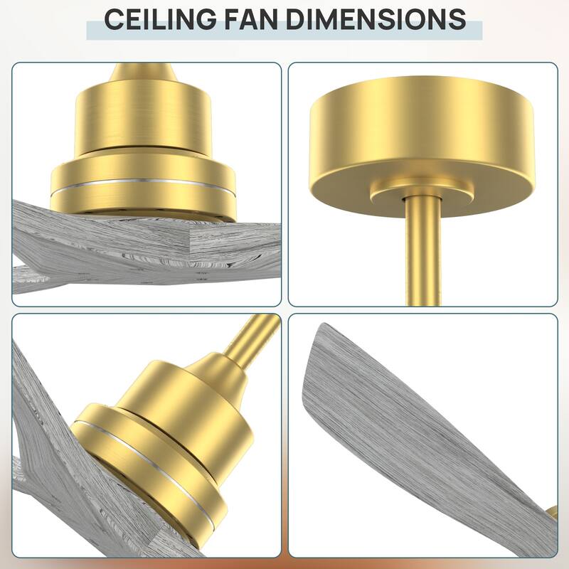 Sofucor 52 Inch Ceiling Fan without Light Solid Wood,with Remote,Smart Optional-Alexa/Google Assistant/APP/Remote Control