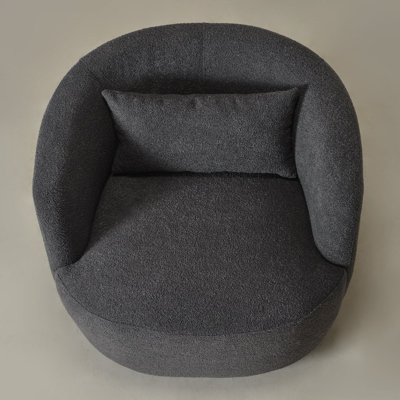 KINWELL 34" Sherpa Swivel Accent Chair Boucle Upholstered Armchair
