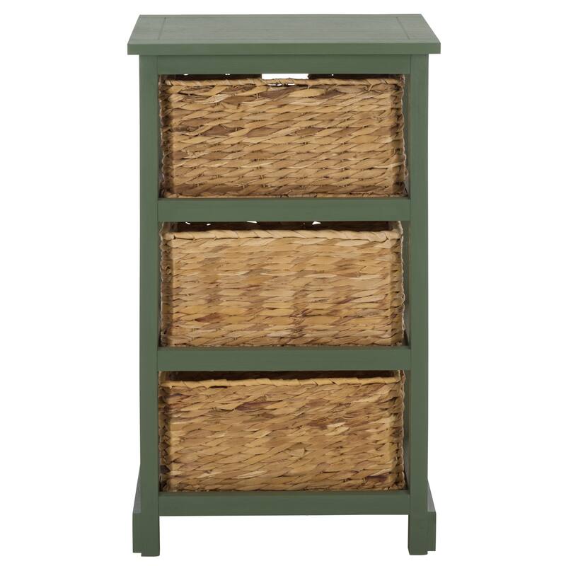 SAFAVIEH Evaline Distressed Black 3 Wicker Basket Storage Unit - 17.3" x 13.4" x 29.5" - 17"W x 13"D x 30"H