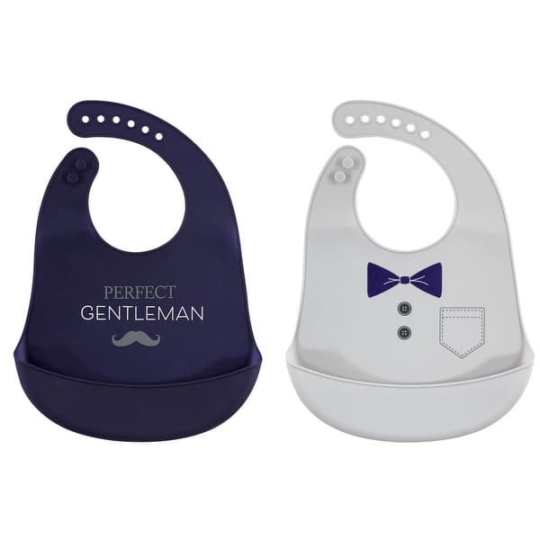 slide 1 of 1, Hudson Baby Infant Boy Silicone Bibs 2pk, Perfect Gentlemen, One Size - Perfect Gentlemen - One Size One Size - Perfect Gentlemen