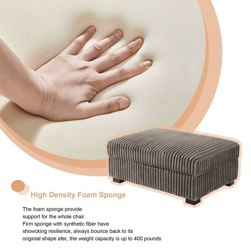 41" W Plush Corduroy Upholstered Rectangular Ottoman