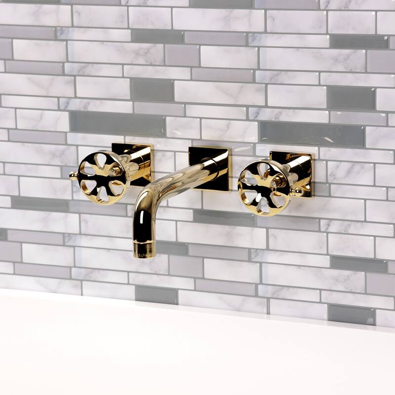 Belknap Two-Handle 3-Hole Wall Mount Bathroom Faucet in Polished Nickel