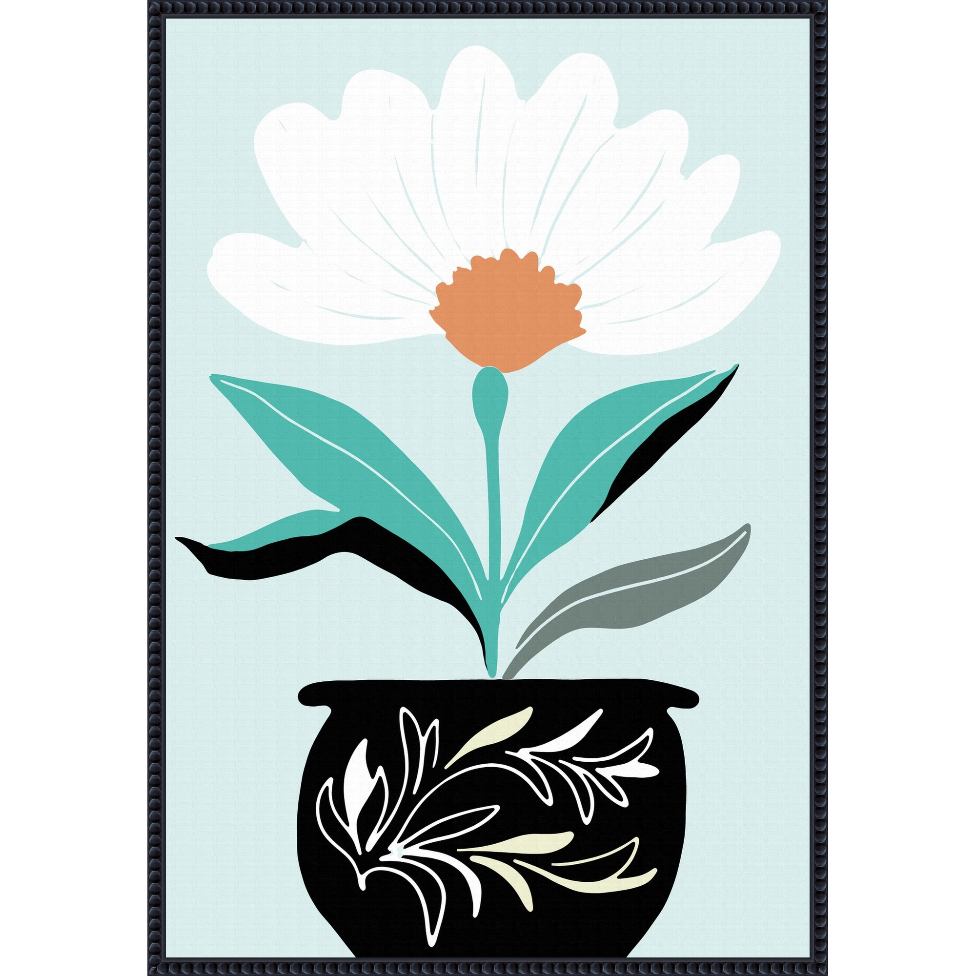 A Big Flower in a Black Vase by Casa Cartissi Framed Canvas Wall