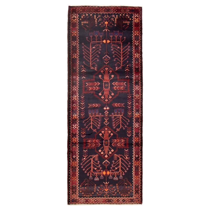 ECARPETGALLERY Hand-knotted Anadol Navy Wool Rug - 3'9 x 9'8 - Dark Navy - 3'9 x 9'8