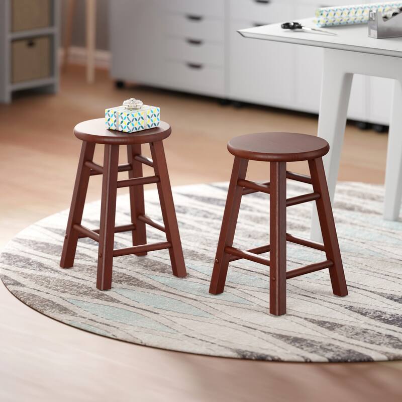 Element 2-Pc Square Legs Dining Stool Set, Walnut Finish - N/A