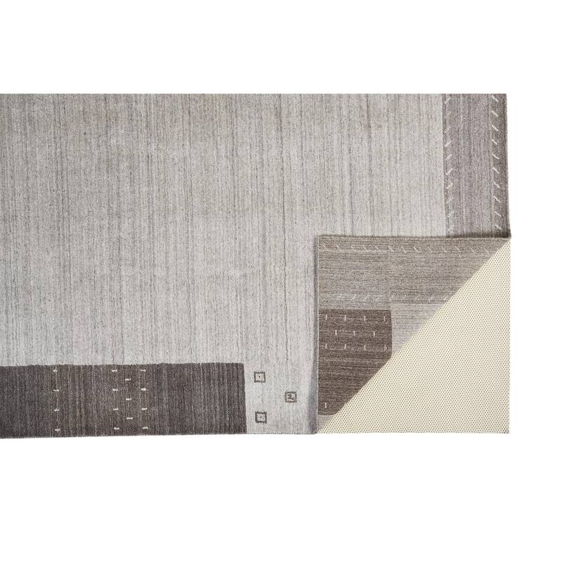 Yurie Contemporary Gebbah Rug, Light Gray/Denim Blue, Area Rug
