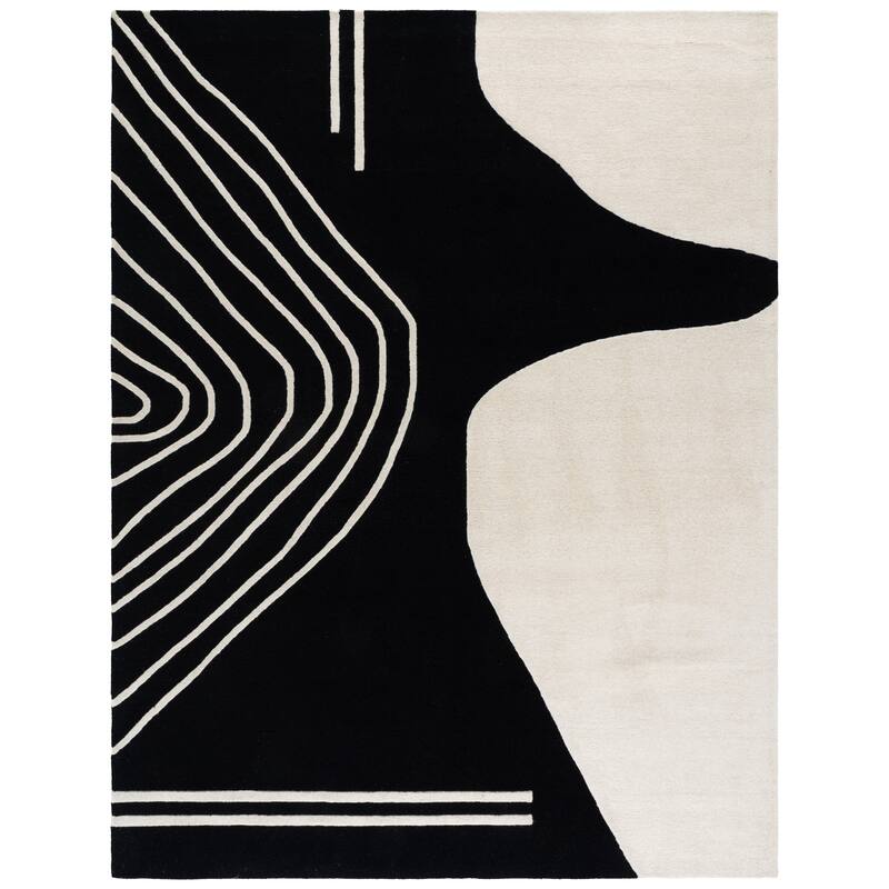 SAFAVIEH Handmade Rodeo Drive Abigayle Mid-Century Modern Wool Rug - 10' x 14' - Black/Ivory