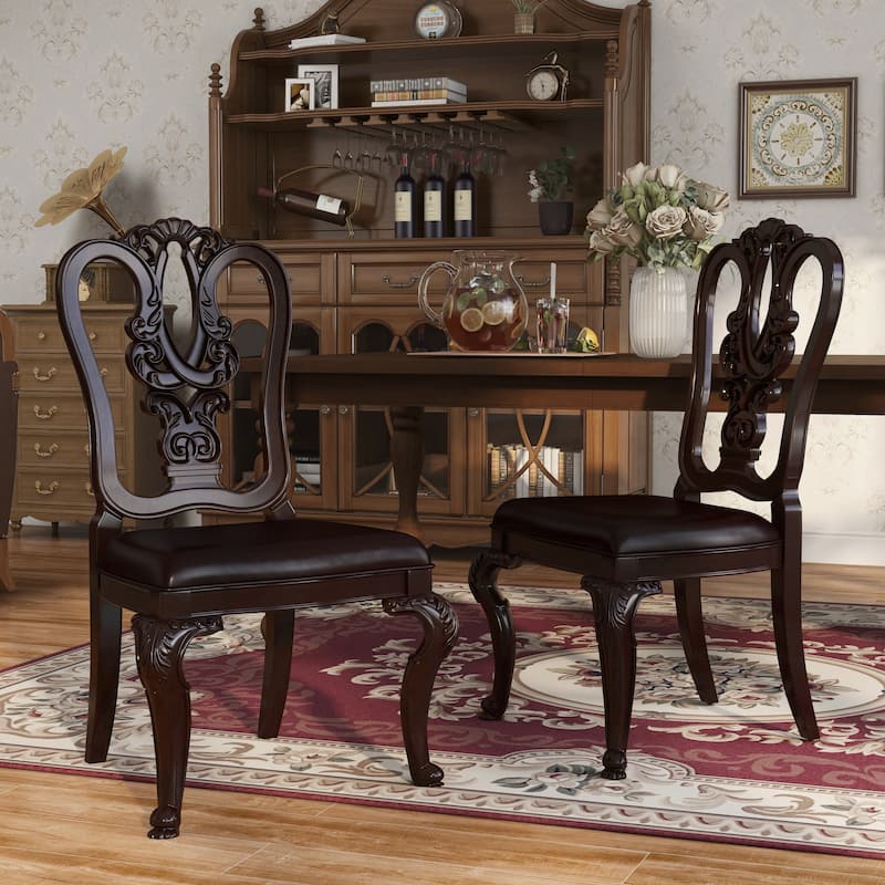 Furniture of America Kova Traditional Cherry Wooden Formal Dining Chairs (Set of 2)